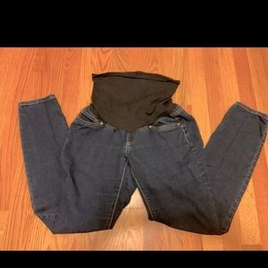Skinny stretch dark wash maternity jeans, small